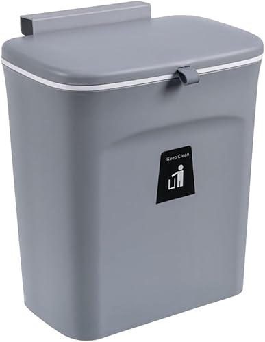 Contenedor de compost de cocina para encimera o debajo del fregadero, cubo de basura de cocina para colgar en la pared, pequeño bote de basura con