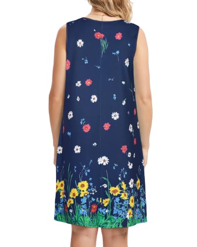 Image of CHICGAL Womens Summer Dresses Casual Loose Pleated Front Tshirt Sleeveless Tank Sundresses with Pockets 2026