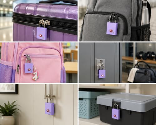 Image of QUIRA TSA Approved Travel Padlock with Key, Luggage Lock for Suitcase, Backpack, Locker & Travel Bags, Heavy Duty Security Lock (Purple)