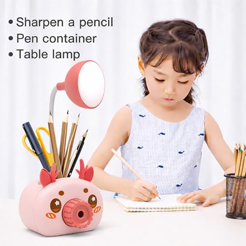 Image of VGRASSP 2 in 1 LED Table Lamp Pencil Sharpener Toy for Kids with Adjustable and Flexible Neck, Soft Color Changing Light - Cute Bunny Study Desk Lamp Gift - Color and Design As Per Stock