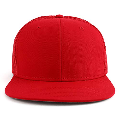 Image of Armycrew Oversize XXL Blank Flatbill Mesh Snapback Cap - Red - 2XL