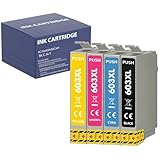 ✔️ MODÈLE: Compatible avec la référence 603XL : Noir (C13T03A24010) Cyan (C13T03A34010) Magenta (C13T03A34010) Yellow (C13T03A4401)