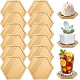 HZOUHONG Bambus Untersetzer 12 Stück Mosaik Untersetzer Holz, Leere Bodenschalen für Bastelarbeiten, Holzuntersetzer, Holztablett Klein für Pflanzen, Trinkbecher, Kerzen, DIY-Mosaikbedarf
