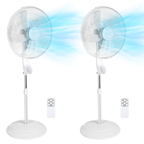 Aottop 18-Inch White Oscillating Pedestal Fan 2-Pack, Remote Control, 3 Speeds, Timer - Ideal for...