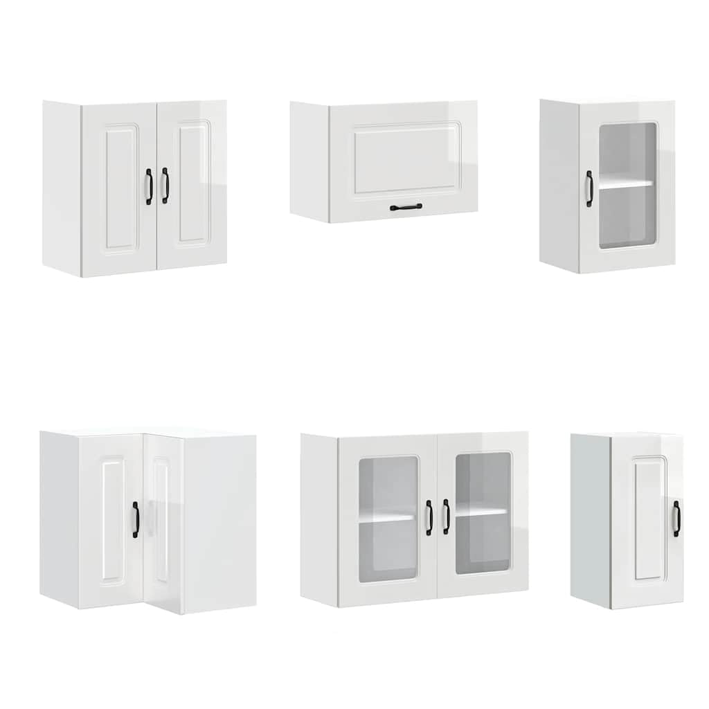 Kalmar - Set di mobili da cucina da 11 pezzi, elegante angolo e pensili, mobili da cucina modulari in legno per molto spazio, bianco lucido