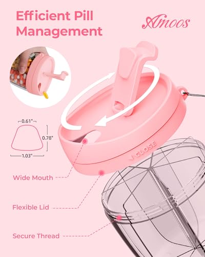 AMOOS Cute Pill Dispenser with 7 Compartments, Pill Bottle Organizer with Anti-Mix Design, Portable Pill Organizer for Travel with Wide Mouth for Easy Access, BPA-Free Patented Pill Container, Pink - Image 5