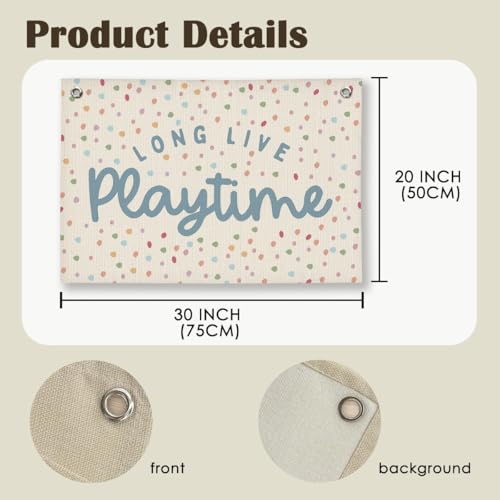 Image of Playroom Decor, Kids Wall Art Hanging Linen Banner, Blue Striped Wall Flag for Playing Room Nursery Playroom Decor, 20x30 Inch