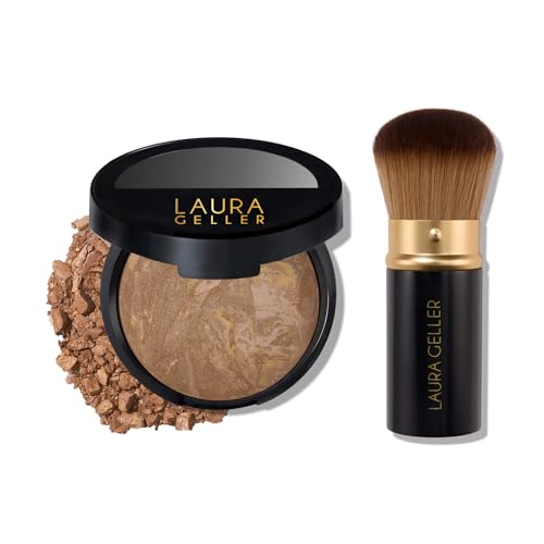 LAURA GELLER NEW YORK Baked Balance-N-Brighten Color Correcting Foundation Sand + Kabuki Brush