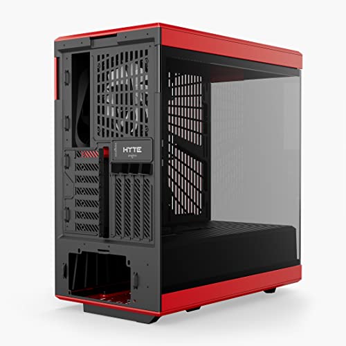 Image of Hyte Y40 Modern Aesthetic Panoramic Tempered Glass Mid-Tower ATX Computer Gaming Case with PCIE 4.0 Riser Cable Included, Red (CS-HYTE-Y40-BR)