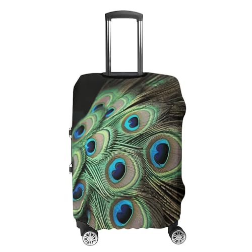 Green Peacock Feather Printed Luggage Cover Protector, Fits 18-32 Inch Luggage4