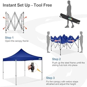 COBIZI 10×10 Pop Up Canopy Tent 10×10 Easy up Canopy Heavy Duty Outdoor Canopy UPF 50 All Weather Waterproof Instant Party Tents for Parties Gazebo with Handbag Navy BlueWindproof Upgraded