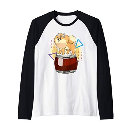 Kawaii Pomerania Drum Puppy Amantes de los perros lindos Camiseta Manga Raglan