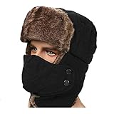 Winter Warm Trapper Hunting hat Ear Flaps Trooper Russian Cap mask Ushanka Fur Hats Men Women