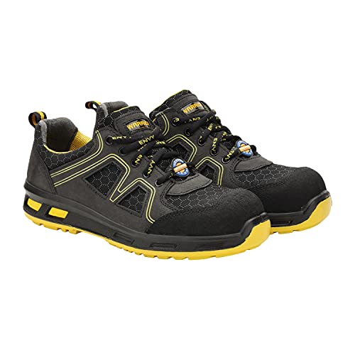 Liberty Warrior Envy Neptune Safety Shoes for Men, Genuine Leather, Light Weight, Fiber Glass Toe, Yellow & Red, Sizes-5UK-11UK Liberty Warrior Envy Neptune Safety Shoes for Men, Genuine Leather, Light Weight, Fiber Glass Toe, Yellow & Red, Sizes-5UK-11UK