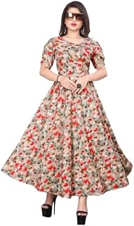Zayn Enterprise Women’s Crepe Flared Flower Printed Dress | Stylish Round Neck Short Sleeve Casual Wear Dress Price In India