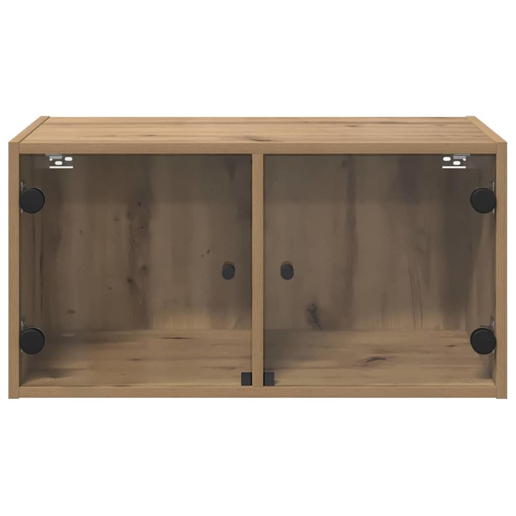 vidaXL Wandschränke 2 pcs Artisan-Eiche 68 x 37 x 35 cm Holzwerkstoff, Wohzimmer-Schrank, rechteckiger Wandregal, modernes Glastürteil, robuster Holz-Organizer