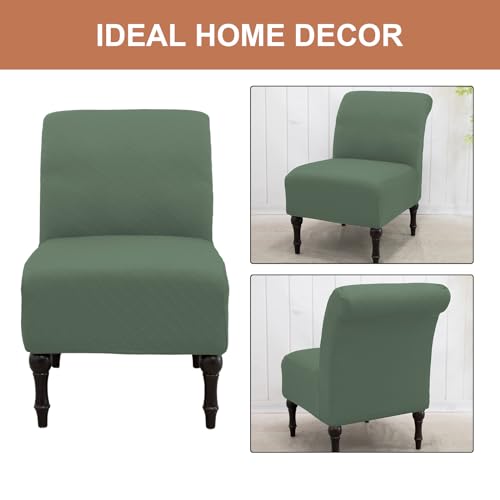 Image of Eco-Ancheng Armless Chair Slipcover Removable Armless Accent Chairs Covers Washable Armless Slipper Chair Slipcover Printed Armless Chair Furniture Protector Covers for Living Dining Room Hotel