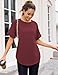 Totatuit Women Basic Oversized Tee Rolled Half Sleeve Loose Fitting Maternity Tunic Tops Cotton Crew Neck Summer Long Tee Shirts Gym Workout Cover Shirts 2025 Trendy Outfits Dark Red X-Large