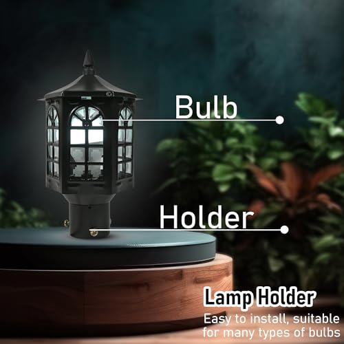 Image of SINOMAN Outdoor Post Lantern Gate Light Black Pillar Lamp Garden Light with Clear Glass Weatherproof Fixture for Pathway Front Entrance Patio or Walkway (Without Bulb) (Pack of 1)