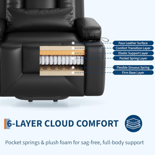Image of GarveeHome Power Lift Recliner Chair - Heat and Massage, PU Leather Electric Lift Recliner for Elderly & Mobility Impaired, Adjustable Back and Legs, Heavy Duty Lift Chair for Seniors