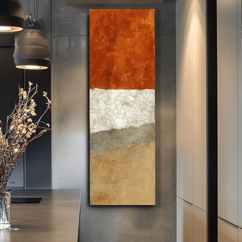 Tableau abstrait étroit vertical 55x110 toile haute fine encadrée décoration murale