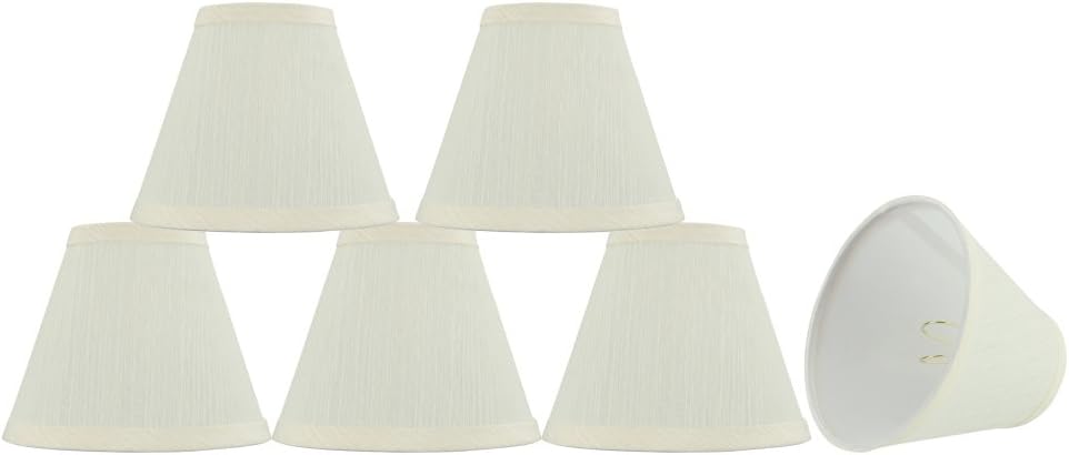 Aspen Creative 32109-6 6" Bottom Width Transitional Design Small Hardback Empire Shape Chandelier Clip-On Lamp Shade Set (6 Pack), 3" x 6" x 5", Eggshell, 6 Count