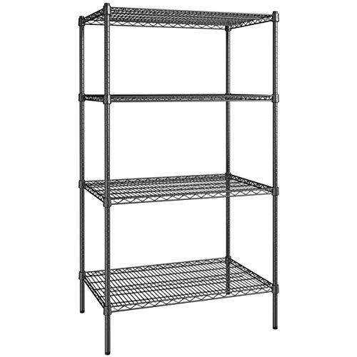 Zedfire 24" x 36" NSF Black Epoxy 4-Shelf Kit with 72" Posts, Commercial Storage Rack Unit, Heavy Duty Storage Shelving, Wire Shelving Kit, Adjustable