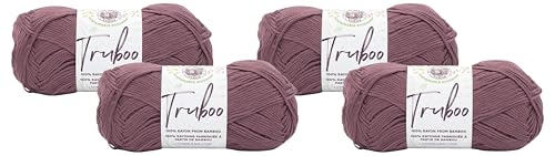 Image of Lion Brand Yarn Truboo Yarn for Knitting and Crocheting, Raisin, 4 Pack