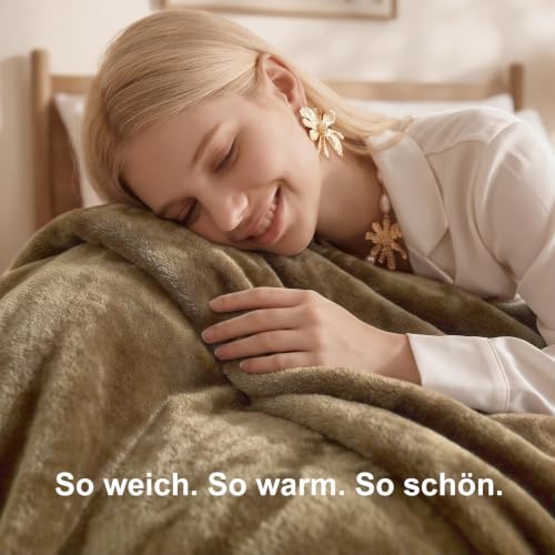 WAVVE Kuscheldecke Flauschig Decke Tagesdecke für Bett, 230x270 Camel – Ansicht 2