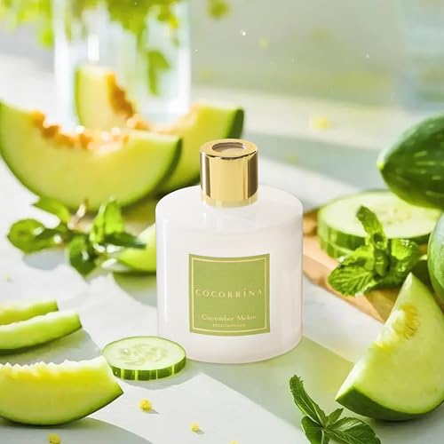 Image of COCORRINA Reed Diffuser - Cucumber Melon 6.7 fl oz Reed Diffuser with Sticks, Home Bedrrom Bathroom Shelf Decor
