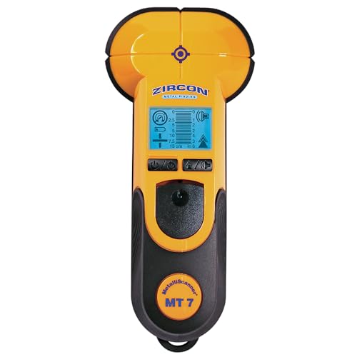 Zircon MetalliScanner MT7 Concrete and Wall Metal Detector – DeepScan Metal Locator for Rebar, Pipes, and Hidden Objects up to 6 in. Deep with LCD Readout and Pivoting Handle