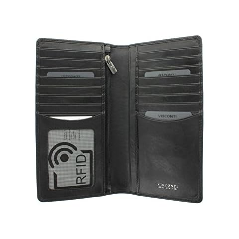 VISCONTI Tuscany Collection Carrara Leather Jacket Wallet RFID Protection TSC45 Black Cover