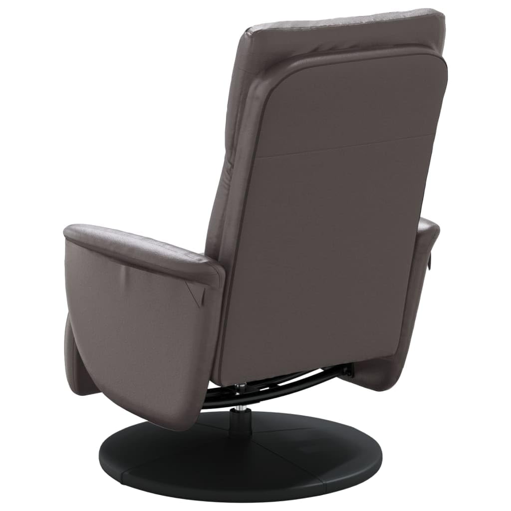 Relaxsessel mit Fußteil Grau Kunstleder, drehbar 360 Grad, verstellbare Rückenlehne und Fußstütze, ergonomisch gepolstert, Robustes Metall- und Holzgestell, ideal für Wohnzimmer, Büro