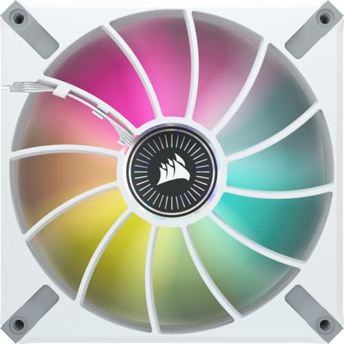 Image of CORSAIR ML140 RGB Elite, 140mm Magnetic Levitation RGB Fan with AirGuide, 2-Pack with Lighting Node CORE - White Frame