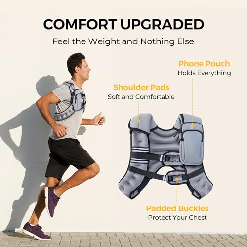 Image of PACEARTH Weighted Vest,6lb /8lb /10lb /12lb /16lb /20lb /25lb /30lb Weight Vest with Reflective Stripe, Body Weight Vests for Women, Men, Weight Loss Workout, Strength Training, Running, Walking, Jogging