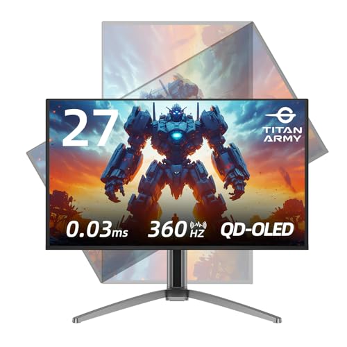 Image of 27 Inch 360Hz QD OLED 1440P Gaming Monitor, 3rd Gen Quantum Dot OLED 0.03ms GTG True 10 Bit, HDR400 109% DCI-P3 147% sRGB, Speakers Swivel Tilt Height Pivot Adjustable Type-C HDMI 2.1, DP1.4, G27T8T