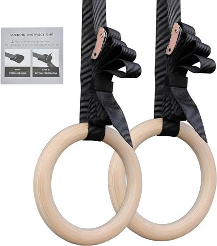 Anelli per la ginnastica (anelli ginnici) in legno - inclusi gli accessori