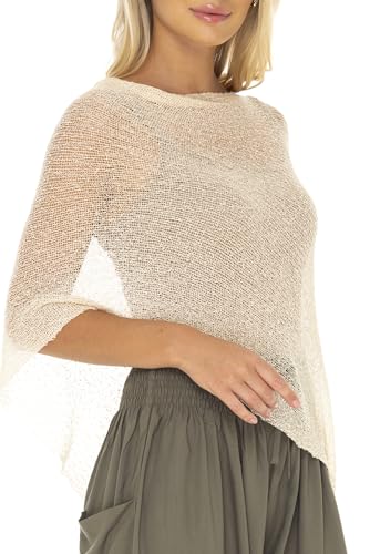 Image of SHU-SHI Womens Sheer Knit Poncho Shrug Lightweight Cover Up One Size Fits Most
