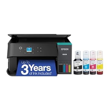 Epson EcoTank ET-2980 Impressora supertank colorida sem fio com até 3 anos de tinta, tanques recarregáveis, perfeita para casa, 15 PPM, tela colorida de 3,7 cm, impressão frente e verso automática
