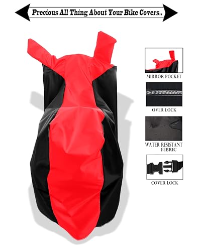Image of Two Wheeler - Bike - Bike Cover for New 2025 Honda CB 125 Hornet Bike Body Cover with Water Resistant - Dust Proof Fabric Red Stripe