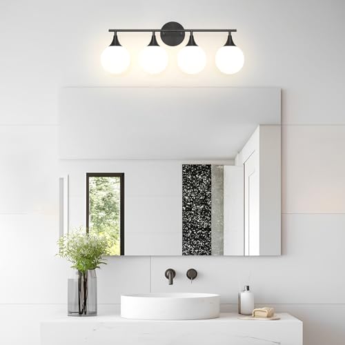 Image of Daunton Modern Matte Black Bathroom Vanity Light - Energy Efficient G9 Base Bathroom Lighting Fixtures Over Mirror, Anti-Glare 26 Inch Soft Illumination for Makeup & Shaving, Stylish and Affordable