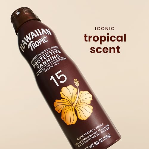 Hawaiian Tropic Dry Tanning Oil Spray Sunscreen SPF 15, 6 Oz Detail
