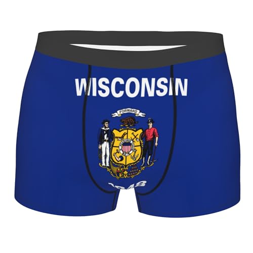 CUTEDWARF Flag of Wisconsin Men's Boxer Briefs Elastic Waistband Briefs Men's Boxer Briefs