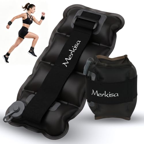 Adjustable Ankle Weights Set, 1 Pair of 1-4 LBS Wrist Weights for Women and Men, Water-Fillable TPU Ankle and Wrist Weights for Walking, Pilates, Yoga, Barre, Home Workouts, Black