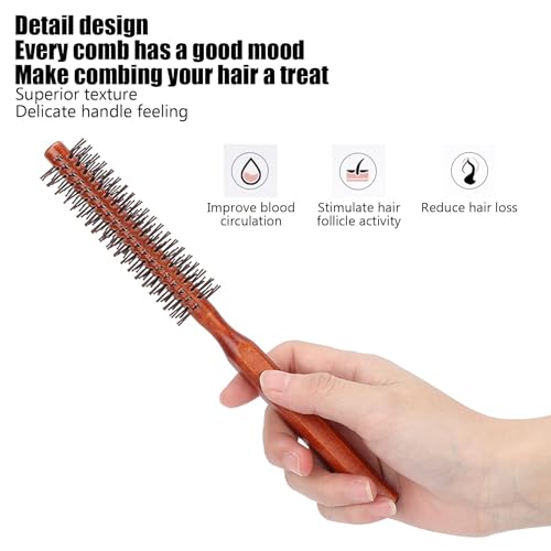 Agatige Small Round Hair Brush, Nylon Bristles Curling Comb Quiff Roller Hair Styling Brush for Wet Hair Bangs, Beard, Lifting - Image 4