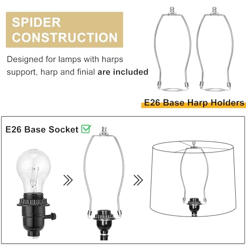 Image of Lampshades Set of 2 for Table Lamps, Floor Lamps, Fabric White Lamp Shades 11.6 inch Top x 12.6 inch Bottom x 9.8 inch High, Drum Lampshades(Spider Fitter), Medium Lamp Shades Replacement, Easy Assembly Required