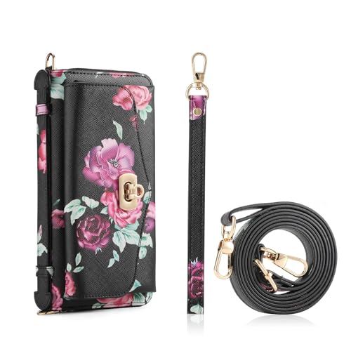 Étui pour iPhone 11 violet en cuir amovible avec rabat multi-portefeuille et motif floral - 4