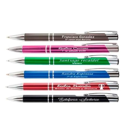 regalo grabado - 5 Bolígrafos Personalizados Metálicos, texto individual 1ª linea de cada boligrafo| Grabado hasta 2 Líneas | Invitados Boda, Comunión, Bautizo, Cumpleaños y Eventos | Unidades (5)