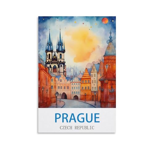 Impression sur toile Prague NABIQUE grand format 50 x 75 cm déco murale vintage