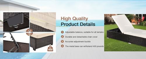 Image of UF Premium Outdoor Sun Lounger with Adjustable Backrest- Comfortable Poolside Chaise Recliner for Terrace, Lawn & Garden - Weather-Resistant, Durable & Stylish Design - Color: Black